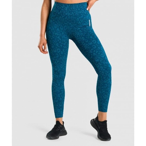 Gymshark Pants - Gymshark Adapt Animal Print Seamless Legging Pants Teal Women's Small H14421